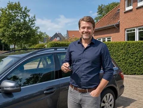 Verkäufer aus Weinheim mit dem verkauften Fahrzeug